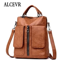 ALCEVR, женский рюкзак, высокое качество, из искусственной кожи, Mochila Escolar, школьные сумки для девочек-подростков, винтажные рюкзаки с верхней ручкой, Bolsa