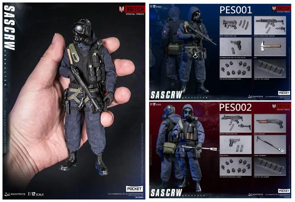 DAMTOYS 1/12 POCKET ELITE SERIES: SAS CRW Assaulter/Breacher PES001/PES002