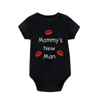 Newborn Baby Clothes Short Sleeve Boy Clothing Mommy's New Man Design 100% Cotton Rompers De Bebe Costumes Black 5