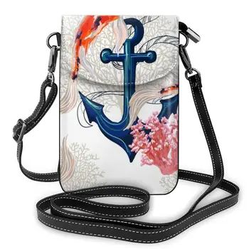 

Women Messenger Shoulder Straps Bag Japan Koi Fish Pond With Anchor Card Holders Cell phone Pocket Handbag Ladies Phone Purse