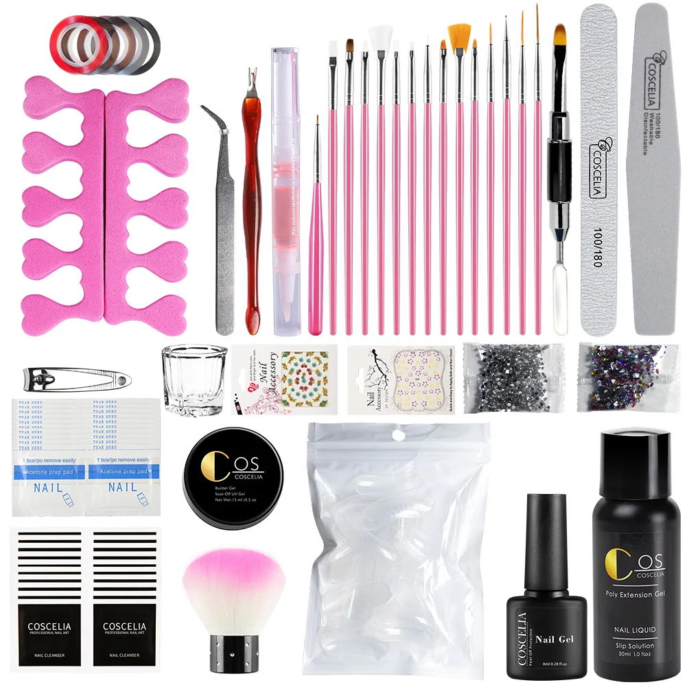 ONLY Set B Nail Tool COSCELIA полный набор светодиодная УФ-лампа для ногтей сушилка поли наборы для гелевых ногтей маникюрные инструменты набор для ногтей Гель-лак набор для ногтей - Цвет: ONLY Set B Nail Tool