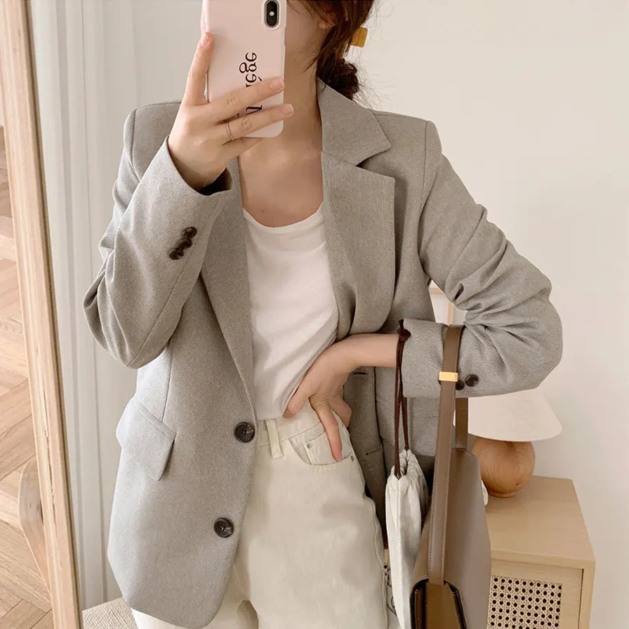 New Spring Autumn Women Blazer Jacket Casual Work Suit Coat Office Lady Fashion  Long Sleeve Slim Blazers Female