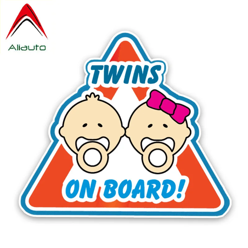 Aliauto Lovely Car Sticker Twins Baby on Board Decoration Cartoon Vinyl Decal for Smart Fortwo Volkswagen Ford Focus 14cm*12cm | Автомобили
