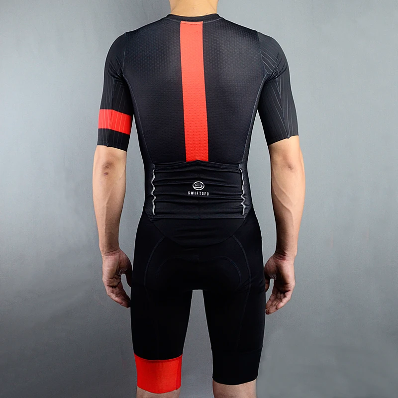 Swiftofo黒skinsuitサイクリングスーツの男トライアスロン道路