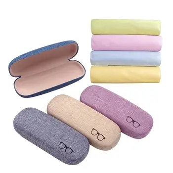 

4 Sets Glasses Cases Protable Retro Linen Hard Vintage Eye Glasses Sunglasses Protector Box with Cleaning Cloth