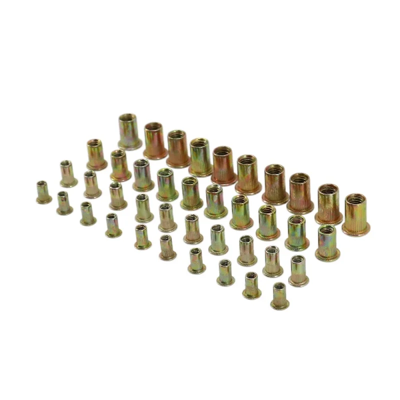 M3 M4 M5 M6 M8 M10 M12 Zinc Plated Carbon Steel Knurled Nuts Rivnut Flat Head Threaded Rivet Insert Nutsert Cap Rivet Nut