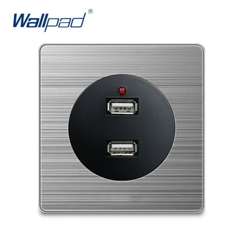 

Wallpad 2020 2 USB Charger Wall Power Socket Electric Outlet Silver Stainless Steel Panel For Home 5V 2400MA