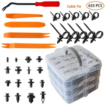 

635Pcs Car Body Kit Car Retainer Plastic Clips Fasteners 16 Most Popular Sizes Car Expansion Screws Kit with Removal Tool