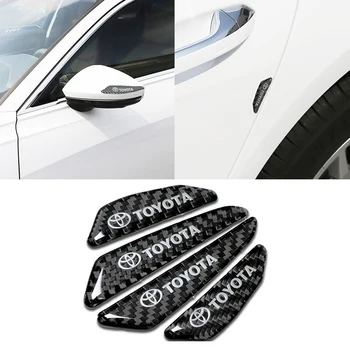 

4pcs Carbon fiber car rearview mirror car door protection strip Sticker For Toyotas Corolla Yaris Rav4 Avensis Auris Camry C-hr