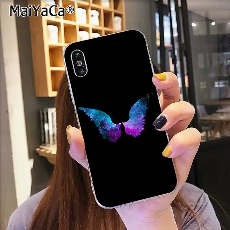 Черный чехол для телефона MaiYaCa Angel wings из ТПУ для Apple iphone 11 pro 8 7 66S Plus X XS MAX 5s SE XR Coque Shell