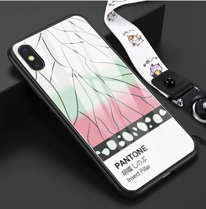 Kamado Nezuko Kimetsu no Yaiba Demon Slayer Pantone Black glass Phone Case For iphone 6/6s 7 7Plus X, XS i11 i11pro - Цвет: 24104