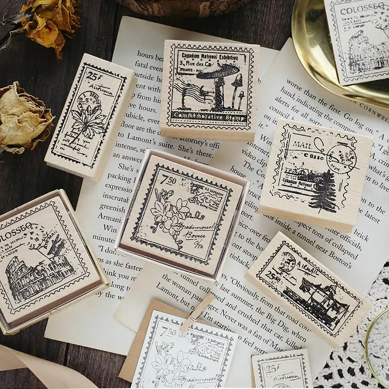 

Retro European Stamp Series Flowers Plants decoration wood rubber Stamp Wooden Seal for scrapbooking bullet Journal supplies