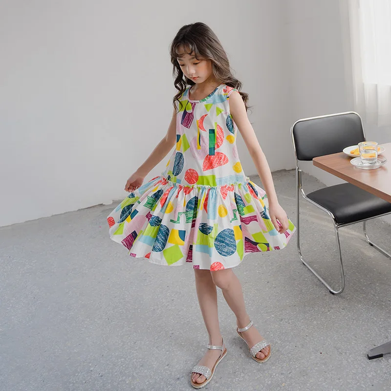 Yaseking Fashion Baby Girls Sleeveless Dresses Cotton Blend Ruffle Striped Party Princess Clothes 