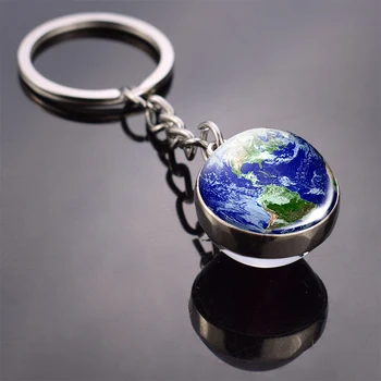 

Earth Key chain Solary System Planet Keychain Moon Mars Art Picture Glass Ball Keyring Universe Galaxy Jewelry for Men for Women