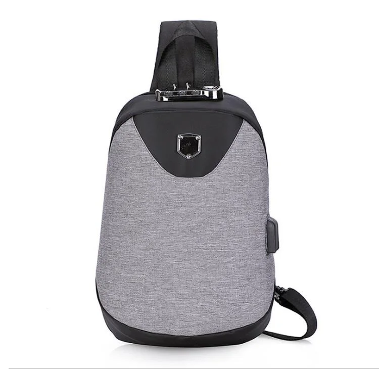 Противоугонная нагрудная сумка Оксфорд мужская сумка через плечо сумка для путешествий слинг-рюкзак зарядка через usb нагрудная сумка-мессенджер - Цвет: Dark gray