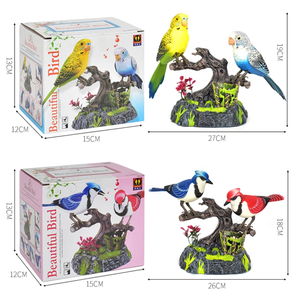 Electric Voice-Activated Bird Simulation Couple Bird Will Move Magpie Parrot Pet Bird Children Decoration Model Toy Gift 5