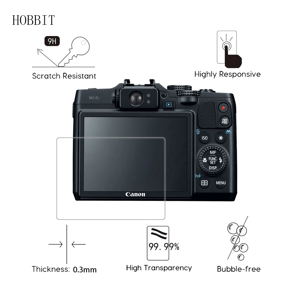 2 упаковки для Canon PowerShot G15/G16 0,3 мм 9H прозрачная защитная пленка из закаленного стекла для цифровой камеры с защитой от царапин