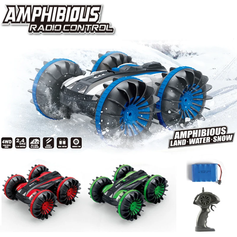 

2.4G Remote Control Stunt Car Waterproof Amphibious Vehicle 2 Sides Driving Radio Controlled Machine RC Car Toy For Kids Gifts