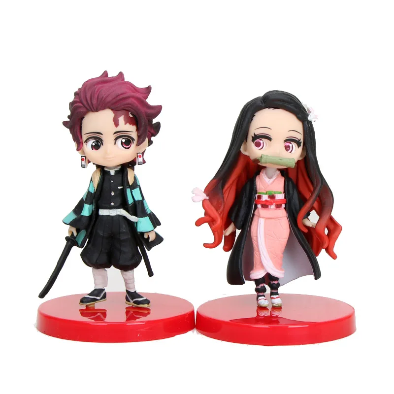 Комплект из 2 предметов, аниме, убийца демона, Kimetsu no Yaiba Q posket Kamado Tanjirou Nezuko, ПВХ, фигурка, модель, кукла, игрушки, подарки - Цвет: opp bag