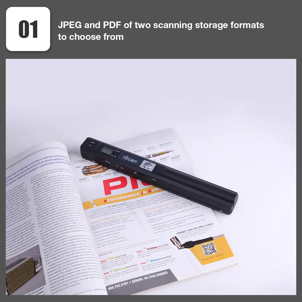 Document Scanner iScan Portable Creative Handheld Mobile 900DPI Type-c LCD Display Support JPG/PDF Format Selection