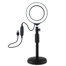 Горячая Распродажа светодиодный светильник-Кольцо Классический Тонкий PULUZ 3,2 дюймов USB светодиодный кольцевой светильник для селфи с регулируемой яркостью светильник для фотостудии с подставкой