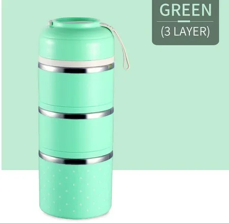 3 green Герметичный Ланч-бокс из нержавеющей стали, японский термо-бокс для детей, портативный контейнер для еды для пикника и школы, чехол для еды - Цвет: 3 green