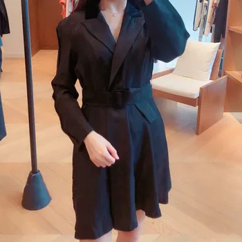 

Women's Mini Dress V-neck Printing Long Sleeve 2020 New Sashes Female Short Dresses