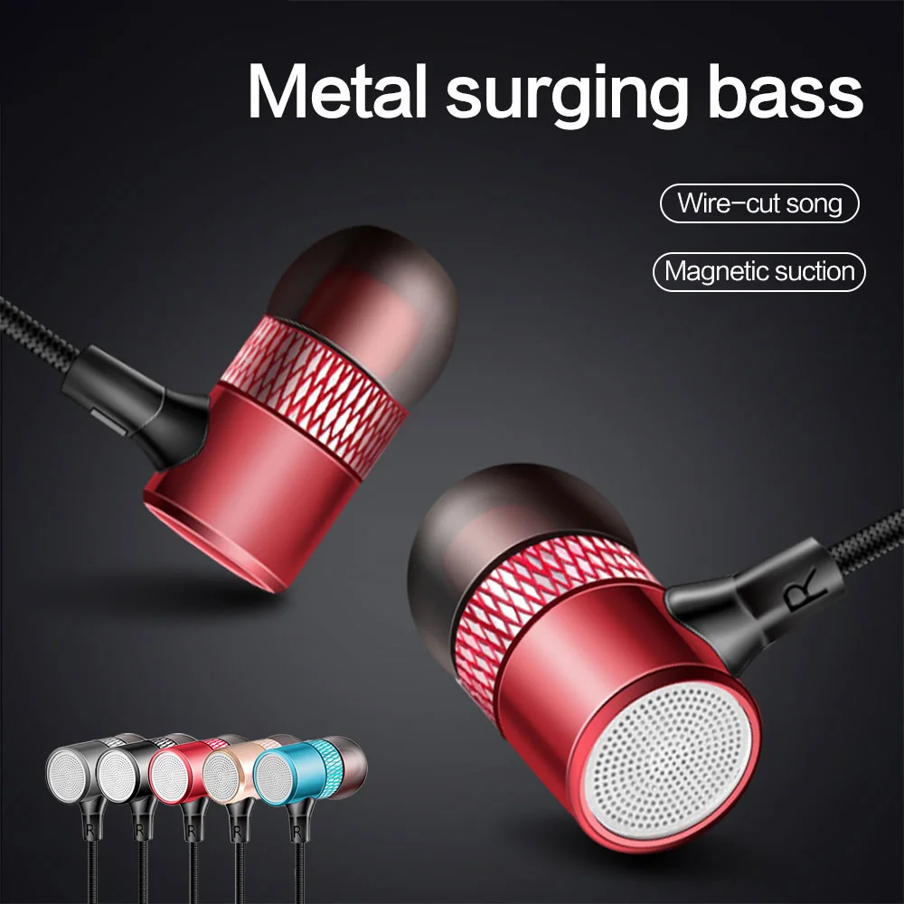 

Fashion 3.5mm Earplug with Metal Earbud with Mic Dynamic Drive In-ear Bass Music Earphone Sound Quality Headset For Universal