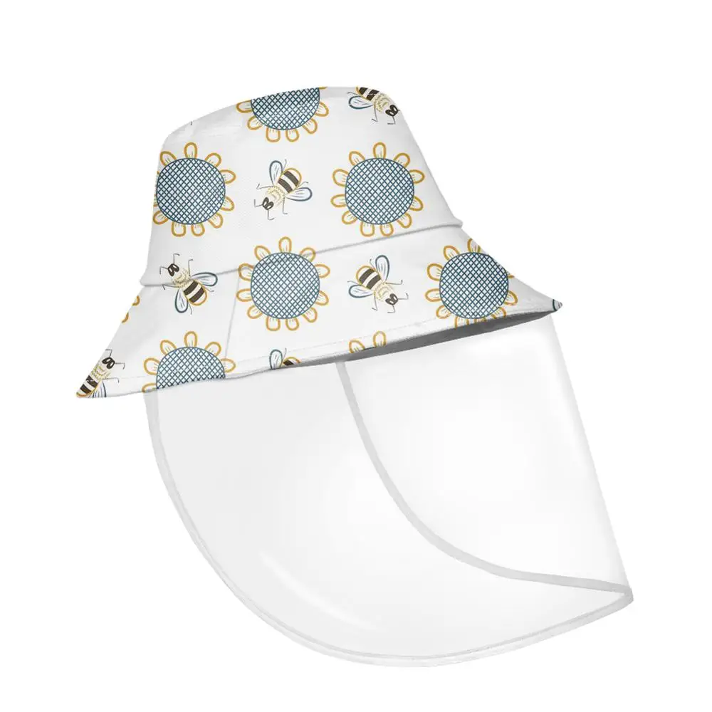 

NOISYDESIGNS Sunflowers Printing Bucket Hats Women Anti Droplet Protection Caps With Face Shield Detachable Mascarillas Niños