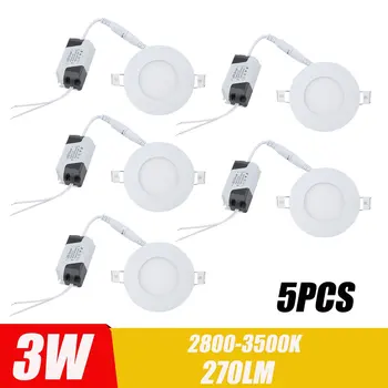 

5 Pcs 3W Ultra-Slim LED Round Panel Light Ceiling Light Downlight Wall Light For Living Room Bedroom Bathroom Indoor Lighting