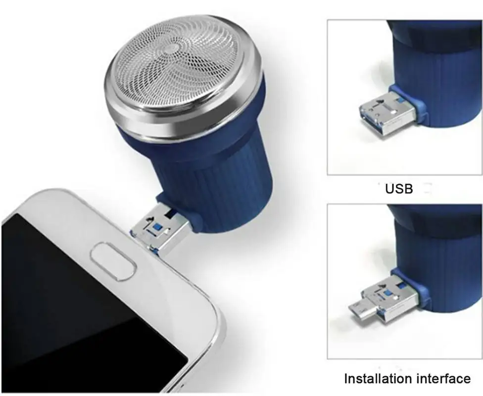 Electric Mini Shavers for Men Razor Portable Shaver Razor Electric Shavers for Man by Using Smartphone Cell Phone Outdoor