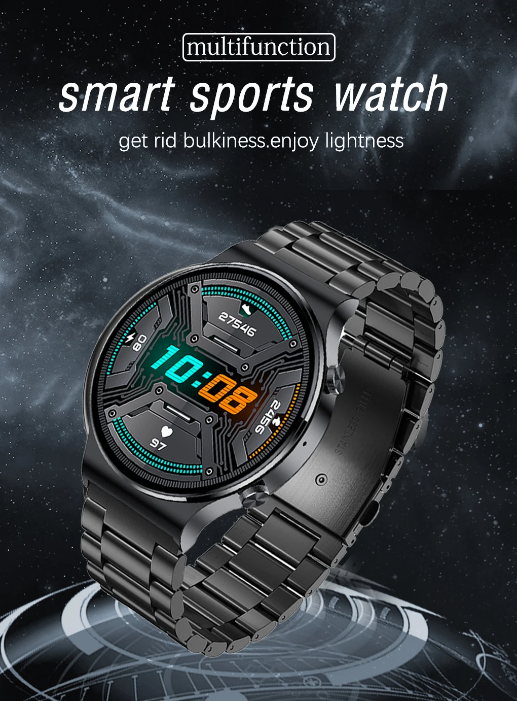 2021 New Smart watch Men's IP68 waterproof watch Multiple sports mode Heart rate Weather forecast Bluetooth call Men smart watch