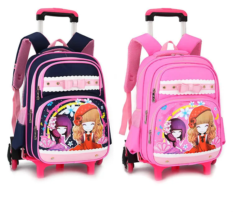 bags Trolley children School Bags Girls backpacks Wheels Travel waterproof Luggage backpack kids Rolling detachable schoolbags