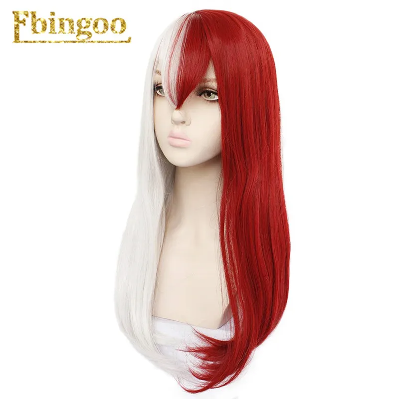 Ebingoo, My Hero Academy Boku no Hiro Akademia шото Тодороки Shouto, белый и красный синтетический парик для косплея+ парик, шапка