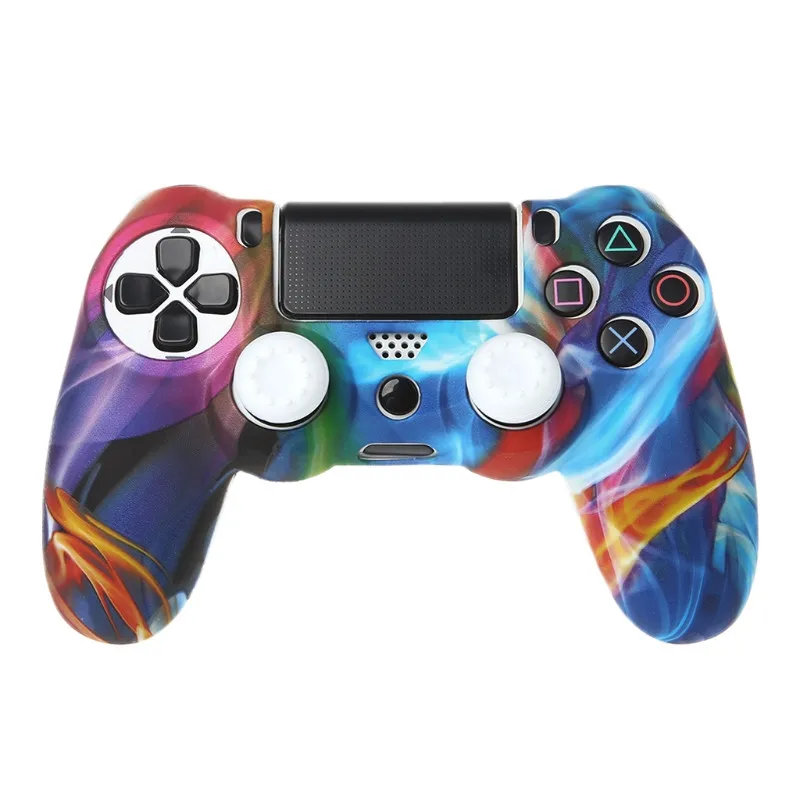 3 Silicone Gamepad Skin Grip Cover Protector Case+ 2 Caps Kit For PS4 Controller - Цвет: 3