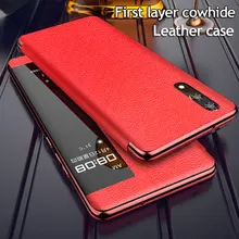 Akıllı görünüm Flip Case için Huawei P40 P30 P20 Pro artı Mate 30 20X P akıllı 2019 Nova 3 onur 20 Lite 6.15 8X 10 10i deri kapak