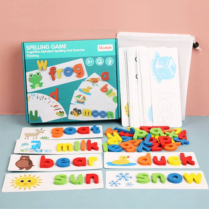 

Baby Kids English Letter Recognition Spelling Game Early Learning Kindergarten Puzzle Toys Children Wooden Puzzle Gifts
