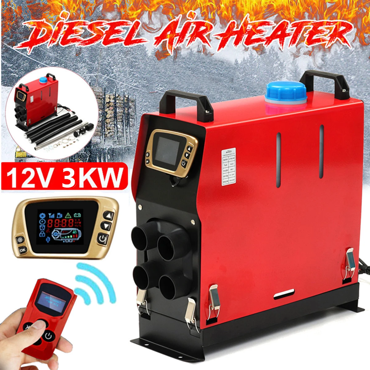 

All in One Car Heater Heating 12V 3KW Diesels Air Parking Heater New Remote control Parking Warmer For Car Truck Bus