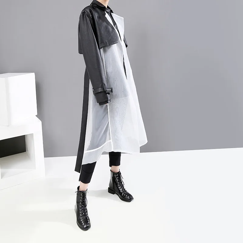 XITAO уличная одежда тренд PU сращивания сетки пальто для женщин личности ветровка модный топ Женская Осенняя одежда DMY1565