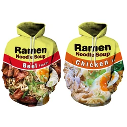New Ramen Noodle Soup Beef Chicken 3D Print Hoodie Men Women Sweatshirt Unisex Oversized Tracksuit Autumn Winter Streetwear Coat