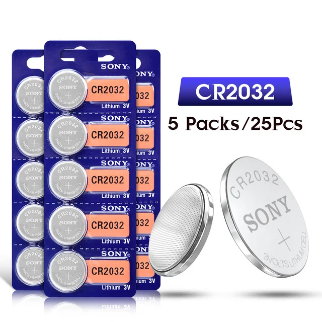 SONY 1-50Pcs CR2032 3V Lithium Button Cell Batteries BR2032 DL2032 ECR2032 CR 2032 Coin Battery Single Use For Watch Calculator 25Pcs