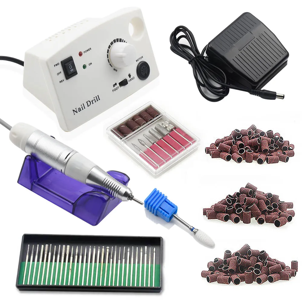 Baratos 35000 RPM máquina eléctrica de perforación de uñas equipo de arte de uñas Kit de manicura broca de clavo de cerámica banda de lijado ACCESORIOS Herramienta de uñas