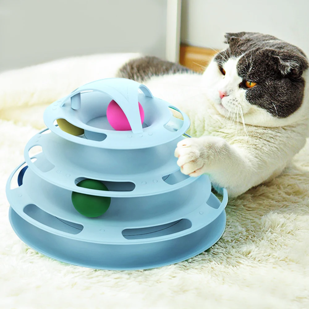 

Cat Pet Interactive Toys Funny Track Cat Roller Toy 5 Layers Track Play Ball Cat Crazy Ball Disk Interactive Toy for IQ Training
