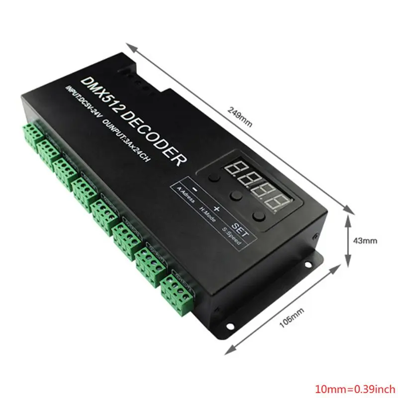 24 канальный RGB DMX 512 декодер с цифровым дисплеем 72A диммер драйвер pwm RGB контроллер DMX с RJ45 входным DC5V-24V