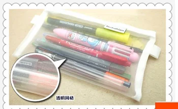 

2Pcs Fine Mesh Pen Bag Transparent Examination Special Pencil Case Storage Bag Examination Necessary