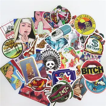 

50Pcs/Set Cartoon Doodle Stickers For Car Laptop Guitar Motocycle Skateboard Doodle Decor Sticker Decal PVC Waterproof Stickers
