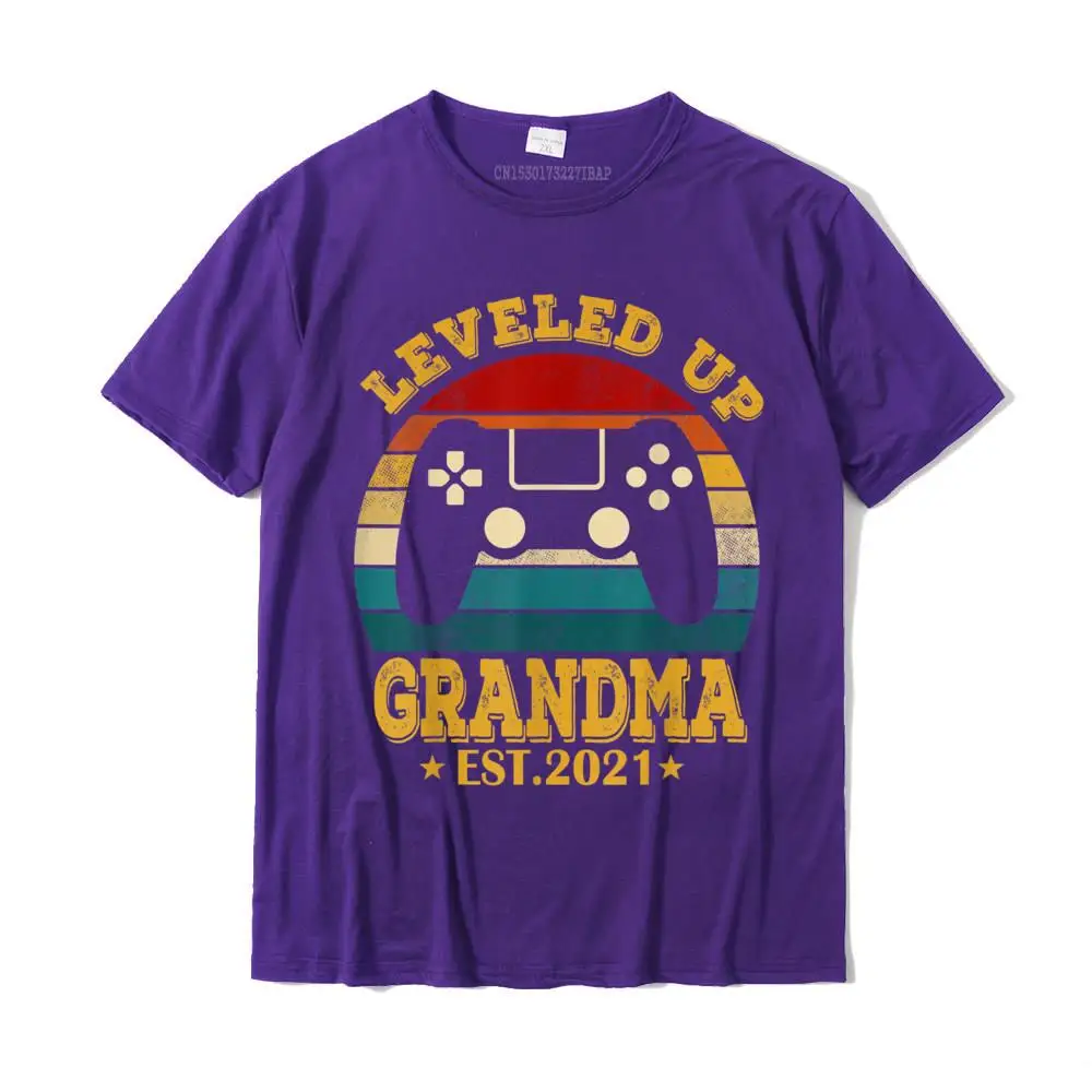 Casual 100% Cotton Casual Tops T Shirt Fashion Short Sleeve Men's T-shirts Group Summer Fall Tee-Shirts Crewneck Leveled Up To Grandma Est. 2021 Promoted To Grandma Gift T-Shirt__MZ23571 purple