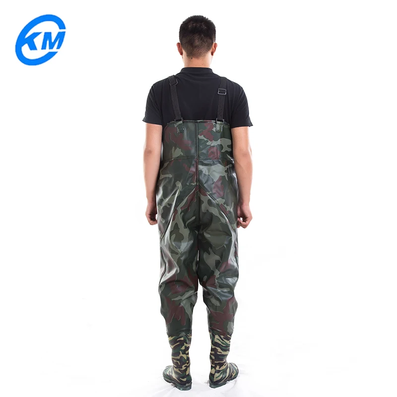 PVC knitted fabric fishing waders with anti-slip sole boots