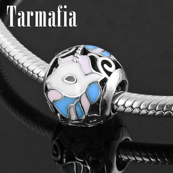 

2019 New 925 Sterling Silver Fine Colorful Enamel Unicorn Charms Beads Fit Original European Charm Bracelet Jewelry Making