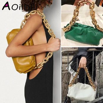 

Spring and Summer New Dumpling Bag Fold Cowhide Thick Chain Cloud Bag Hand Shoulder Shoulder Bag Womens Handbags and Tote Bag